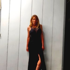 Black lace cocktail or grad nite dress